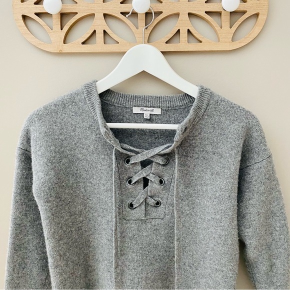 Madewell Lace-Up Pullover Sweater Gray Sz XXS - Picture 2 of 9